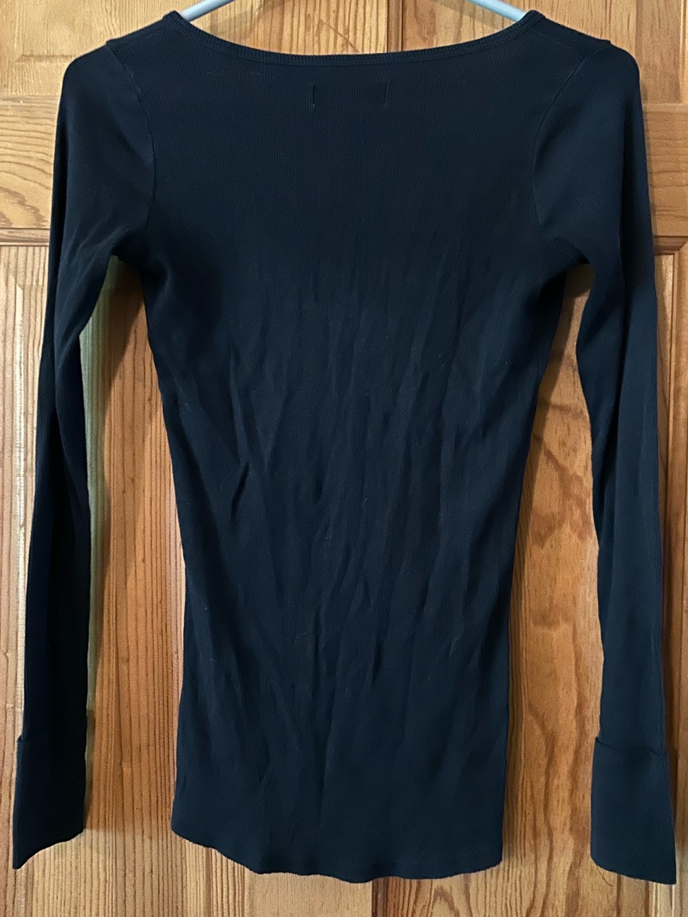 Abercrombie & Fitch Navy Blue Lace-Up Long Sleeve Tee - Picture 2 of 2